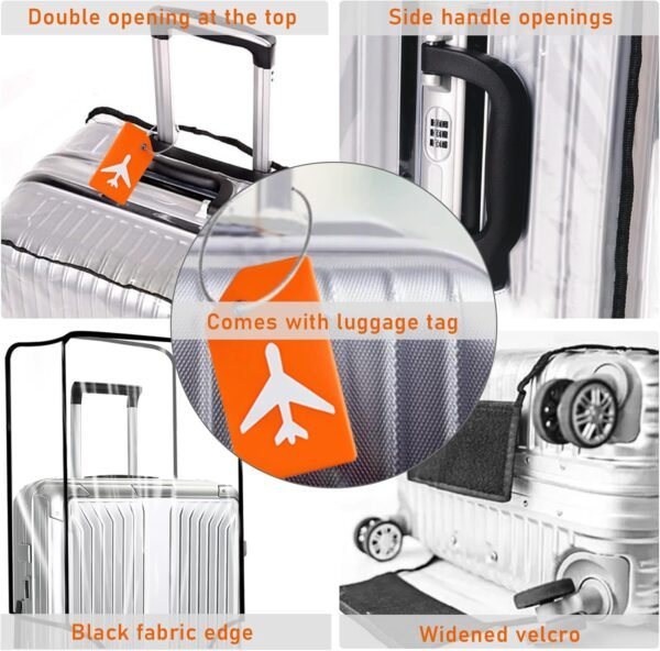Clear Luggage Cover, 20 Inch Travel Suitcase Cover, Luggage Cover Protector Tsa Approved Fully Transparent Waterproof Dustproof Anti-Scratch(16.93" H x 13.78" L x 9.45" W) - Image 4