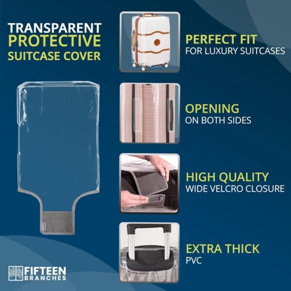 Luggage Covers for Suitcase TSA Approved | Handle Openings on L&R | Premium Clear Suitcase Covers for Luggage TSA Approved | Luggage Protector Suitcase Cover | Size 28in |Clear Luggage Cover Protector - Image 4