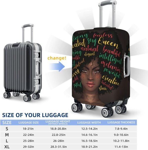 Black Woman Luggage Covers African American Woman Girl Colorful Hair with Positive Words Brown Suitcase Cover Protector Washable Travel Luggage Sleeves or Covers Fits Suitcase 18-21 Inch - Image 5