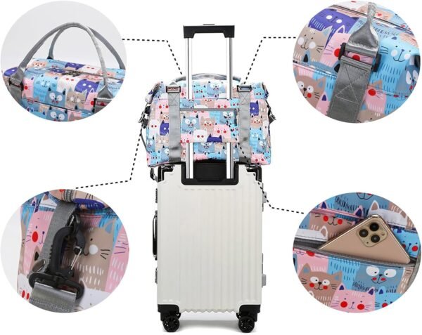Travel Duffle Bag Weekender Overnight Bag Gym Tote Bag with Dry and Wet Separated Pocket for Women Girls Shoulder Bag Workout Duffel Bag Water Resistant - Image 5