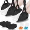 Airplane Foot Hammock (2 Pack), Length Adjustable Airplane Foot Rest, Desk Foot Hammock, Travel Essentials with Eye Mask (2 Pack) and Earplugs(2 Pack), Foot Rest for Long Flight and Office Work.