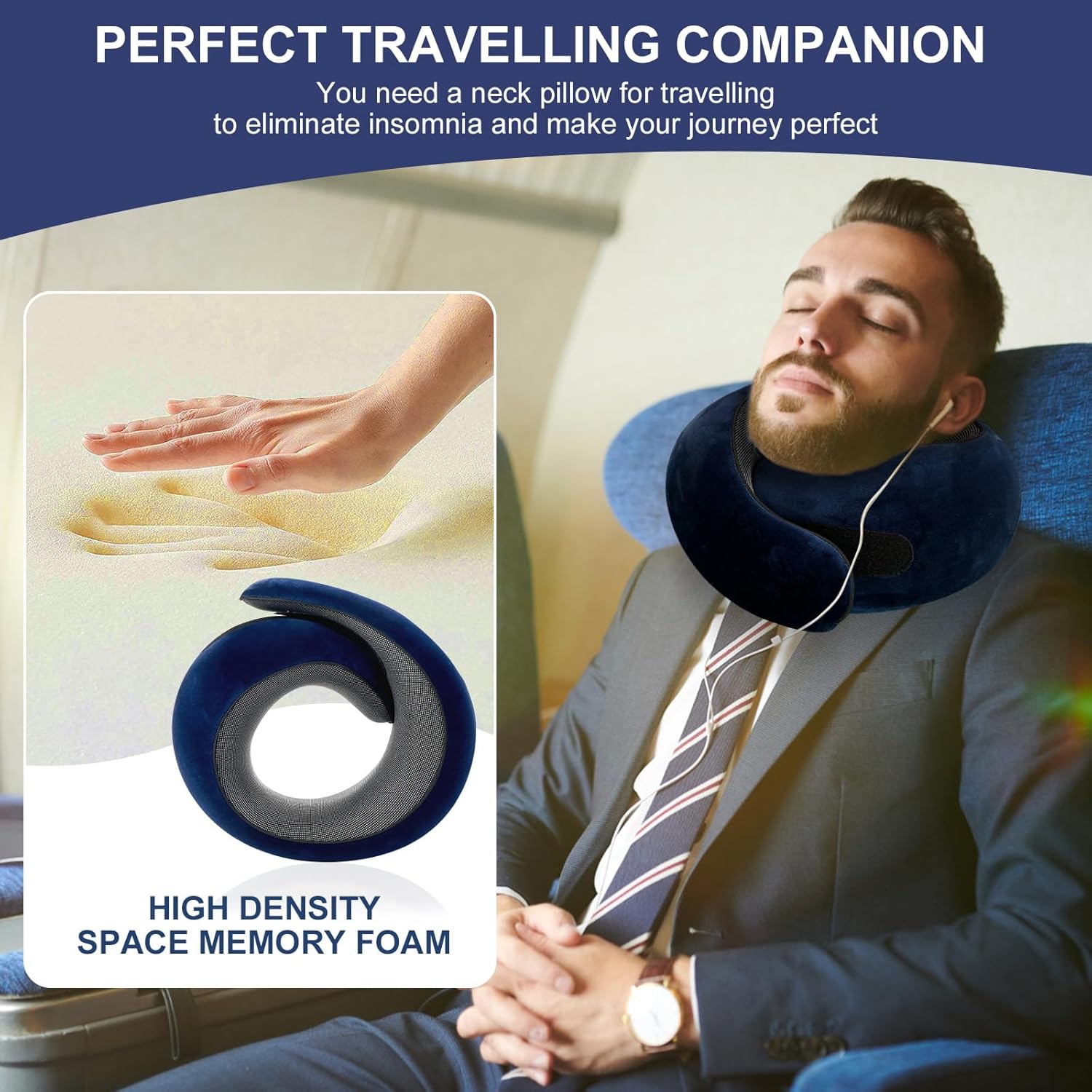2024 New Memory Foam Travel Pillow for Airplanes,Neck Pillow for Traveling,Neck Plus Travel Pillow,Wander Neck Plus Travel Neck Pillow - Image 2