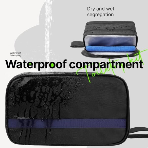 Toiletry Bag for Men - Travel toiletry bag men Wet and Dry Separation toiletry bag with Visual PVC Compartment Waterproof Material Double Zipper Extra compartments for neat organization. - Image 3