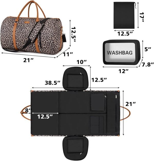 Garment Bag for Travel Convertible Carry On Garment Bag Large Travel Duffel Bags for Women 2 in 1 Hanging Suitcase Suit Travel Bags for Women & Men 3pcs Set - Image 5