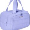 BAGSMART Travel Toiletry Bag, Lightweight Large Wide-open Travel Bag for Women, Puffy Cosmetic Makeup Bag Organizer with Handle for Accessories,Essentials, Toiletries, Purple
