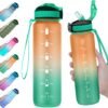 EYQ 32 oz Water Bottle with Time Marker, Carry Strap, Leak-Proof Tritan BPA-Free, Ensure You Drink Enough Water for Fitness, Gym, Camping, Outdoor Sports