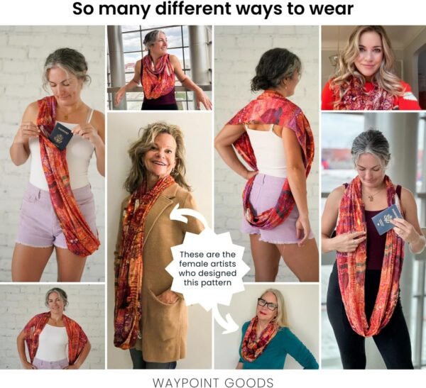WAYPOINT GOODS Infinity Travel Scarf: Keep Essentials Safe | Anti-Theft Hidden Zipper Pocket | Perfect for Airplane - Image 5