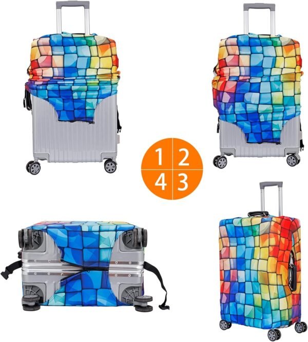 MosaiRudo Travel Luggage Covers For Suitcase Tsa Approved,Suitcase Cover Protector Fit 18-32 Inch Luggage Travel Accessories (T2481, S) - Image 5
