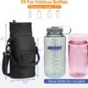 SITHON Water Bottle Carrier Bag with Adjustable Shoulder Strap, Sports Water Bottle Sling Case Holder Sleeve Pouch with 2 Pockets/Hand Strap for Hiking Travelling School Camping (Black) - Image 6