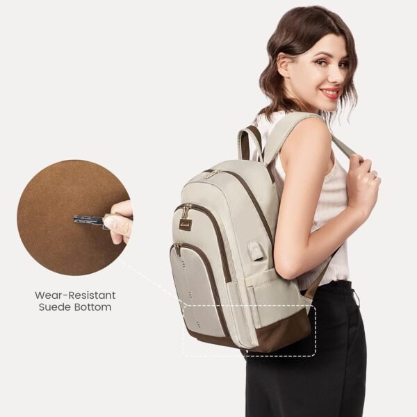 LOVEVOOK Travel Laptop Backpack Women,15.6 Inch Water Resistant Travel Backpack for Women,Work Computer Back Pack for College Business,Khaki… - Image 7