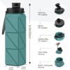 INNERNEED Collapsible Water Bottle, Reuseable BPA Free Silicone Foldable Water Bottles for Travel Gym Camping Hiking, 20.6 fl.oz, Portable, Food-Grade, Leak Proof (1 Pack, Dark Green) - Image 3