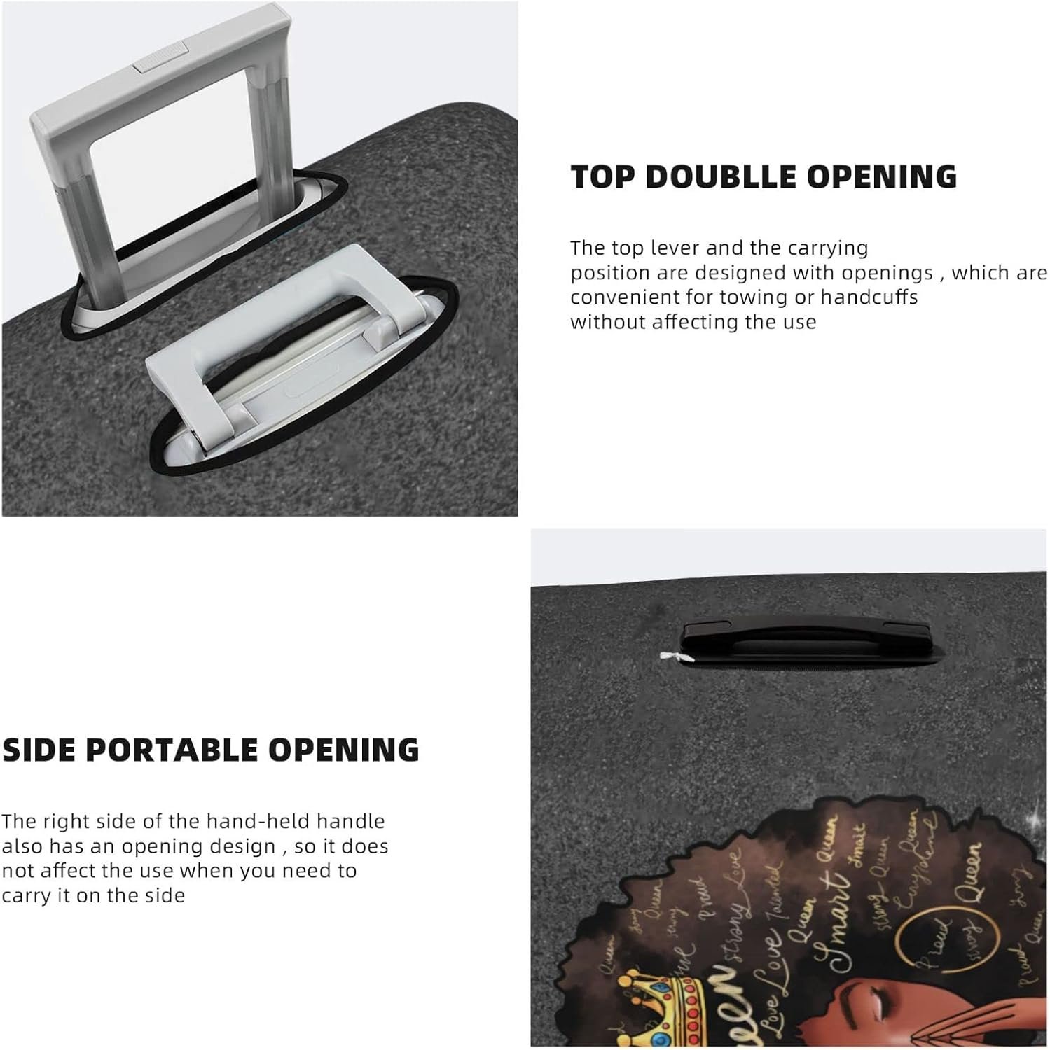 Travel Suitcase Protector Protective Washable Luggage Cover With Concealed Zipper Suitable For 18-32 Inch (Small) African American Black Girl8.jpg - Image 5