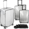 3Pcs 20 24 28 inch Suitcase Protectors Cover and 8Pcs Suitcases Wheel Covers, Clear PVC Waterproof Dustproof Anti-Scratch Luggage Cover Travel Suitcase Cover Protectors