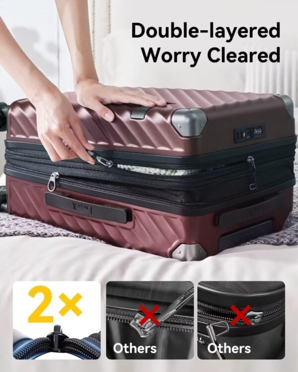 LUGGEX Luggage with Spinner Wheels - Polycarbonate Expandable Hard Shell Suitcase, Carry-On 20-Inch, Black - Image 6