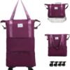 Travel Bag With Wheels,Expandable And Foldable Luggage Bag, Spare Travel Bag, Detachable Roller Travel Bag,Luggage Bag,Travel or Business Trip (purple)