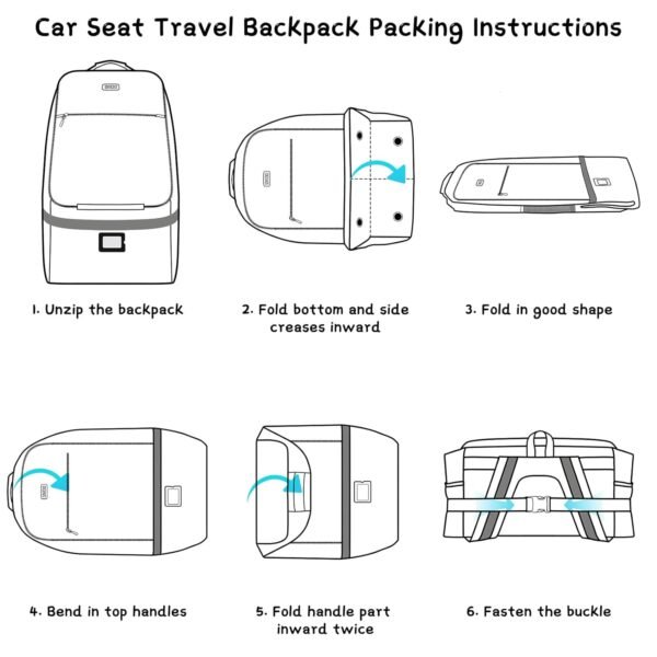 Car Seat Travel Bag,Padded Car Seats Backpack with Steel Cable Handle and Reflective Stripes, Large Durable Carseat Carrier Bag,Airport Gate Check Bag,Infant Seat Travel Bag with Shoulder Strap,Black - Image 7