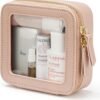 Popvibe Clear Makeup Bag Travel Cosmetic Case Transparent Toiletry Bag with Zipper, Portable Make Up Organizer Traveling Compact Car Bag for Essentials