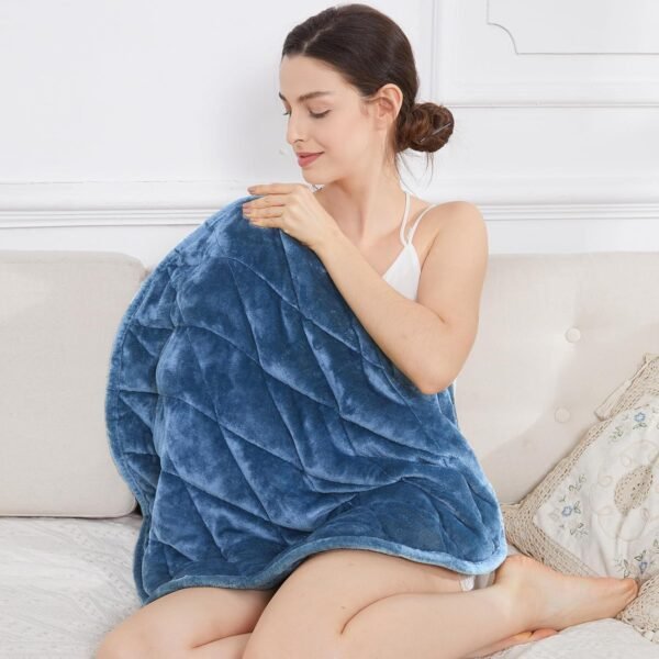Alomidds Weighted Lap Pad 7lbs, Cozy Soft Flannel Weighted Lap Blanket for Adults, All-Season Weighted Blankets for Travel, Relaxing, Sleeping, Napping, Machine Washable, Bluish Gray, 29" x 24" - Image 8