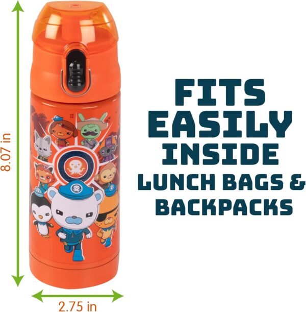 Octonauts Above & Beyond Orange Stainless Steel 13 oz Insulated Water Bottle for Kids - Spill Proof Lid, Easy to Use, Reusable - Keep Liquids Hot/Cold For Hours -Perfect for Travel, School, On-The-Go - Image 4