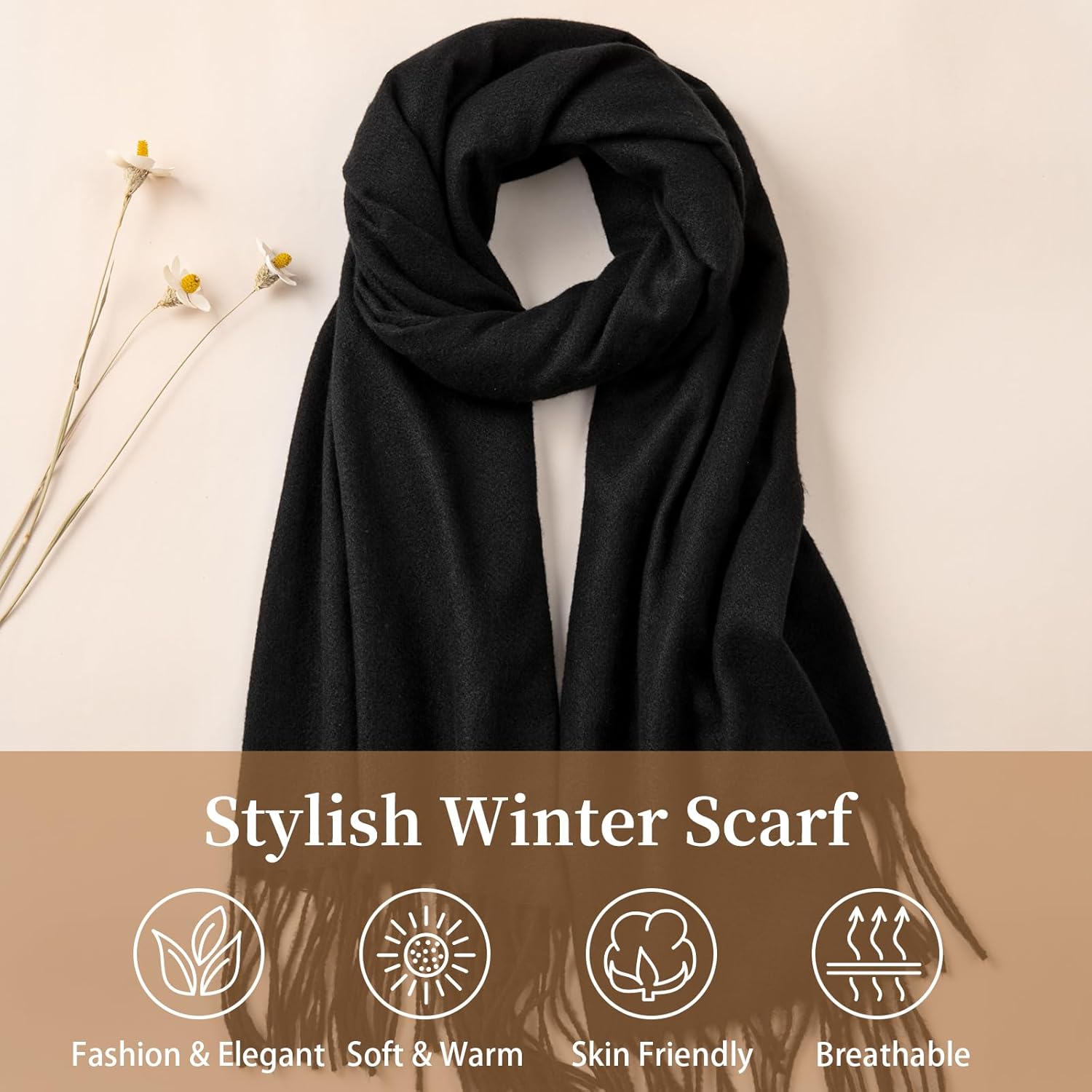 Premillow Scarfs for Women, Winter Scarf, Classic Pashmina Shawls and Wraps, Cashmere Feel Scarfs for Women, Long scarves - Image 3