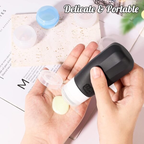 16 Pcs Silicone Travel Bottles Set, Leak-Proof Travel Size Toiletries, TSA Approved Travel Bottles for Toiletries, Portable Travel Toiletries Containers for Women (White-Black) - Image 3