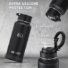 32oz Vacuum Insulated Water Bottle with Straw Lid Leak Proof, BPA-Free, Stainless Steel Water Flask Black for Travel & Office - Gifts for Men, Double Wall Thermos, Metal Canteen, Wide Mouth Mug - Image 4