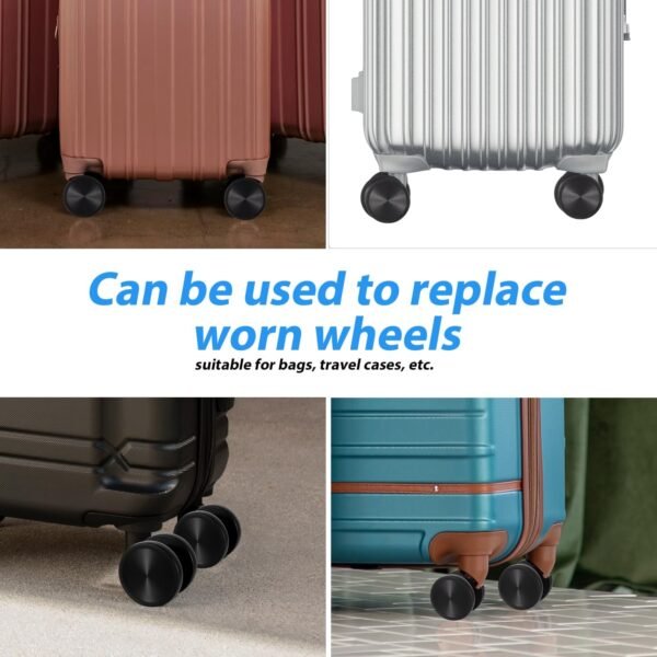 Luggage Wheels Replacement Kit, 360 Swivel Caster Wheels Rubber Spinner Suitcase Wheels Replacement & Wheel Covers Axles Screws Washers Wrench for Trolley Bag Travel Box(Style B) - Image 6