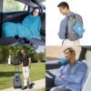 BlueHills Travel Blanket Pillow Compact Lightweight Pocket Size Airplane Traveling Essential Flight Trip Throw in Bag Portable Case Plane Accessory Teal Blue L03 - Image 2