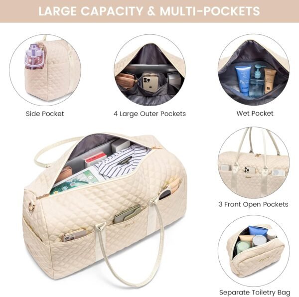 LOVEVOOK Travel Duffle Bag,Carry on Overnight Bag with Shoe Compartment,Weekender Bags for Women with Toiletry Bag,Gym Duffel Bag with Wet Pocket,Hospital Bags for Labor and Delivery - Image 2
