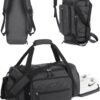 BAGSMART 4-IN-1 Gym Bag for Women,TSA Lightweight Duffle Bag for Travel with Shoe Compartment & Wet Pocket, 30L Carry On Weekender Bags for Women,Water Resistant Travel Duffel Backpack,Black