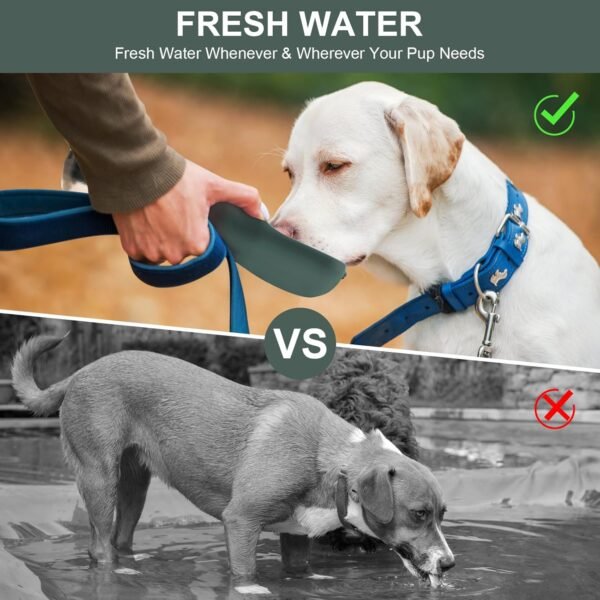Portable Dog Water Bottle 20oz, Dog Water Dispenser with Food Container & Poop Bag Holder,BPA-Free Food Grade Leak Proof Dog Cat Travel Drink Bottle Bowl, Pet Outdoor Drinking Cup Dog Gift - Image 7