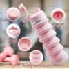 ONTA Collapsible Water Bottle- BPA Free Silicone Foldable Water Bottle for Travel,Silicone Portable Leak-Proof Travel Water Bottle 20 oz, pink - Image 3
