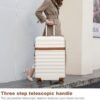 Kono Luggage Expandable 28 Inch Large Checked Luggage, ABS+PC Hardside Trolley Travel Case Hard Shell Suitcase with TSA Lock, Cream Brown - Image 2
