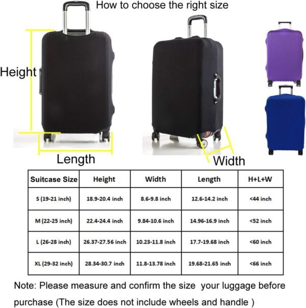 lasenersm 1 Piece Polyester Luggage Cover Protector Travel Luggage Elastic Cover Washable Suitcase Cover Luggage Sleeve Fits 19-21 Inch Luggage, Purple, Size S - Image 3