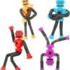 4 Pack Telescopic Robot Suction Cup Toy, Stress Relief Sensory Toys,Connect, Stretch, Twist & Pop Tubes ADHD Autism for Toddler, Christmas Stocking Stuffers for Kids