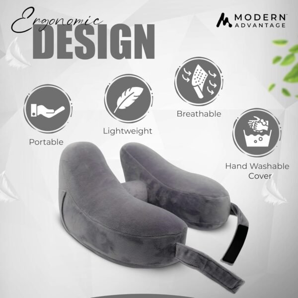 Modern Advantage Inflatable Travel Neck Pillow - Traveling Support for Head, Neck, Chin, and Shoulder When Sleeping on Airplane, Train, Car, Bus - Compact, Easy to Inflate and Deflate (Gray) - Image 8