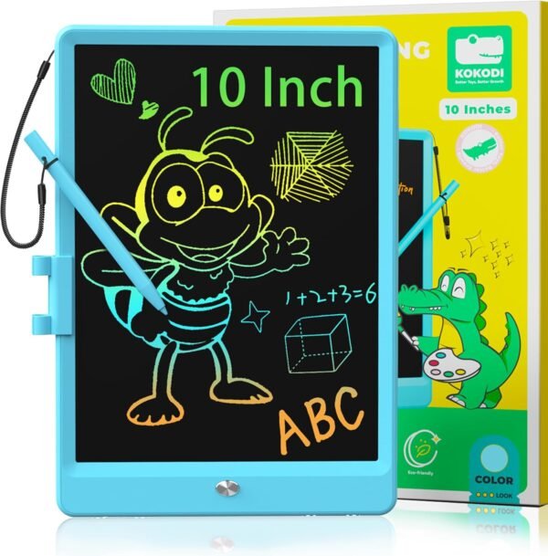 KOKODI LCD Writing Tablet, 10 Inch Colorful Toddler Doodle Board Drawing Tablet, Erasable Reusable Electronic Drawing Pads, Educational and Learning Toy for 3-6 Years Old Boy and Girls - Image 8