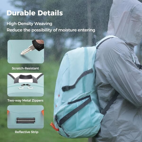 Hiking Backpack,40L Travel Backpacks for Men Women,Water Resistant Ultra Lightweight Foldable Packable Camping Daypack,Light Blue - Image 4