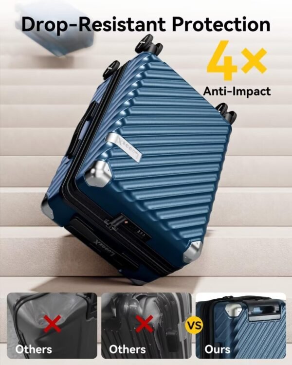 LUGGEX Luggage with Spinner Wheels - Polycarbonate Expandable Hard Shell Suitcase, Carry-On 20-Inch, Black - Image 4