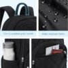 BAGSMAT Travel Laptop Backpack, Cute College Backpack for Women, Quilted Computer Bookbag, Water Resistant 15.6 Inch Laptop Lightweight Casual Bag Backpack - Image 7