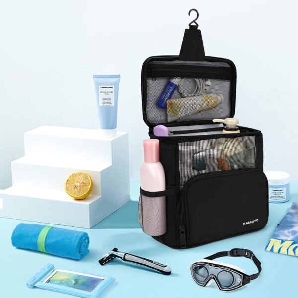 hatisan 1PC Portable Shower Caddy Dorm Room Essentials, Shower Caddy College Hanging Mesh Shower Caddy Bathroom Caddy, Shower Bag for College Shower Caddy Tote Traveling Gym Camping (Black) - Image 3