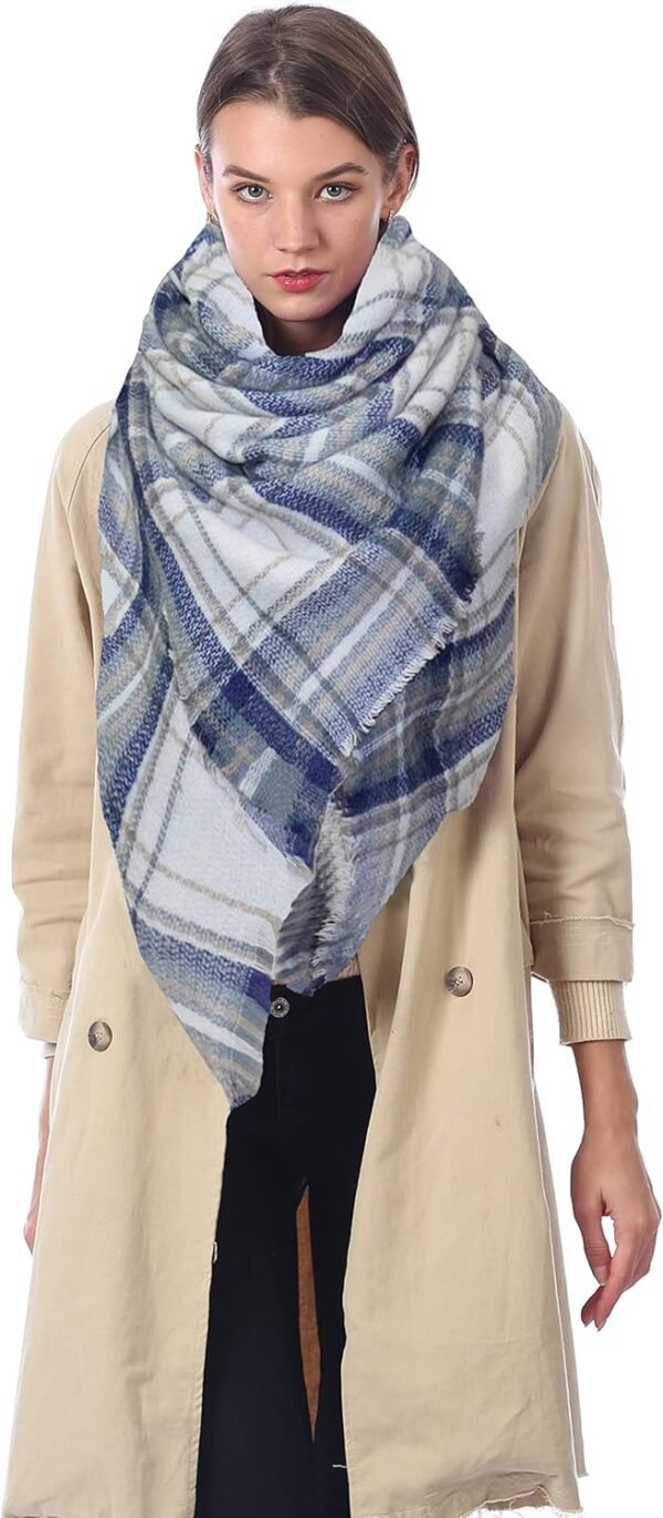 Plaid Scarf Soft Warm Tartan Shawl Cape Blanket Scarves Fashion Wrap - Image 3