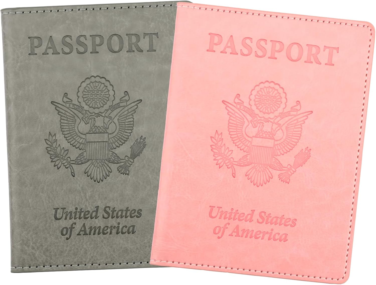 Passport Holder, Passport Cover, Passport Holder for Women, 2 Pack Travel Passport Wallet, Leather Passport Case, Passport Protector International Travel Must Haves Accessories, Grey+Pink