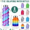 Lallisa 8 Pcs Collapsible Water Bottles Bulk Reusable Silicone Foldable Water Bottles 17 oz Portable Lightweight Sports Water Bottle with Carabiner for Gym Hiking Camping Travel(Mixed Colors) - Image 2