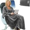 Tirrinia Travel Blanket Airplane Office Poncho 4 in 1 Premium Cozy Fleece Portable Poncho Blankets with Built-in Bag, Pocket