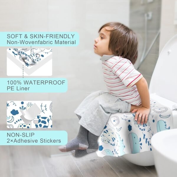 Toilet Seat Covers Disposable, 20 PCS Extra Large Waterproof Toilet Potty Seat Covers for Toddlers, Kids Potty Training, Potable Potty Seat Covers Travel Essentials for Airplane, Public Restroom,Trip - Image 2