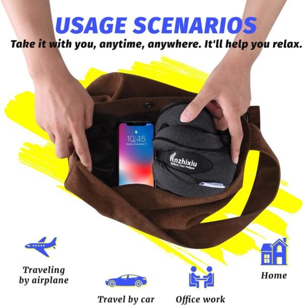 Travel Pillow- Neck Pillow Airplane, Size L for People Over 190, Unique Neck and Head Back Support Travel Pillow for Traveling Sleeping Airplanes,Memory Foam Filling, Black - Image 4