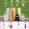 Nefeeko Collapsible Water Bottle, 26oz Silicone Foldable Water Bottles Leakproof BPA Free Travel Water Bottles with Carabiner, Portable Sport Water Bottles for Camping,Hiking Outdoor Indoor Sport - Image 5