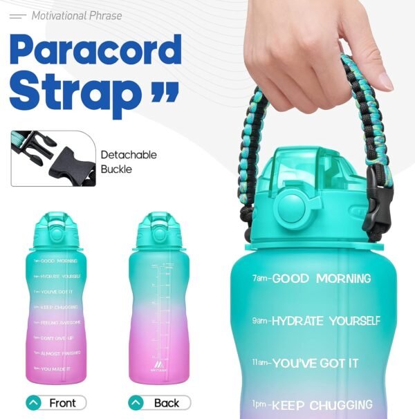 Water Bottles 1 / Half Gallon with Time Marker and Straw, Large Fitness Sports Motivational Bottle, Wide Mouth Leakproof and BPA Free for Travel, Gym,office,school - Image 5