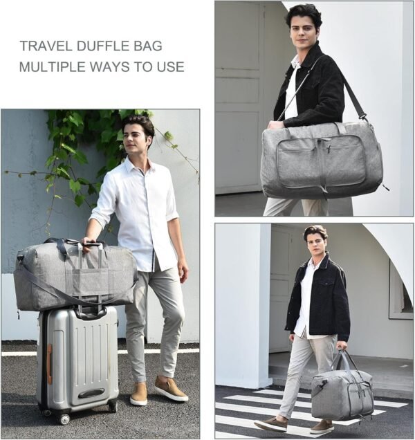 Dimayar 65L/85L/115L Travel Duffle Bag for Men,Foldable Travel Duffel Bag with Shoes Compartment Overnight Bag for Men Women - Image 3